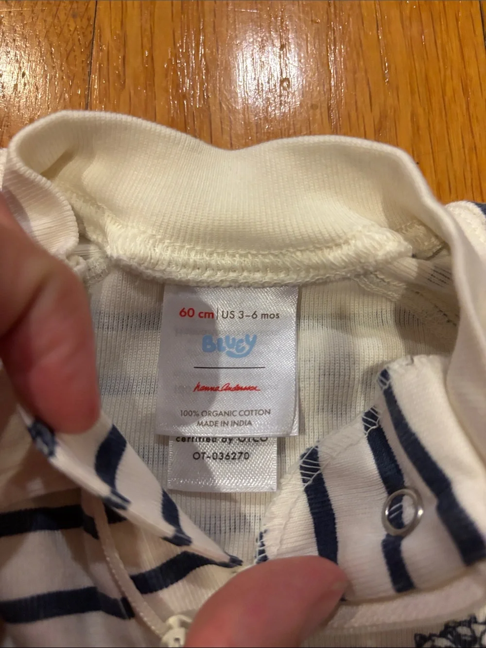 Hanna Andersson Navy & White Striped Zippered Baby Bluey PJs